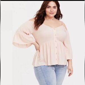 Torrid Blush Pink Cold Shoulder Top Blouse 5X
